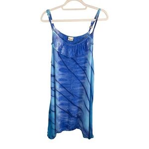 Wevez Blue Tie-Dye Sleeveless Dress Cover Up Size M Beach Summer Vacation Flowy